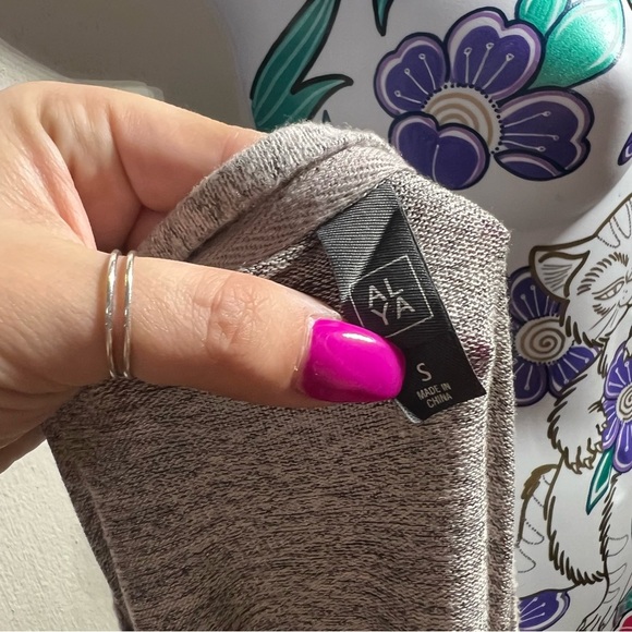 Gray Orange Floral Long Sleeve Peplum Top - Picture 3 of 3